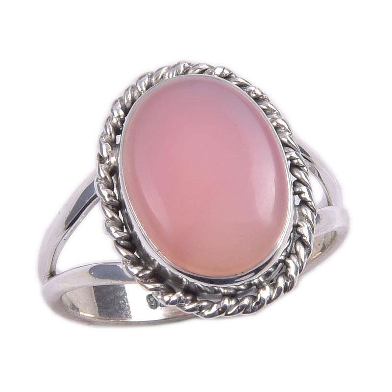 Natural Pink Opal Gemstone 925 Solid Sterling Silver Jewelry Ring Size 7 Q2Y16