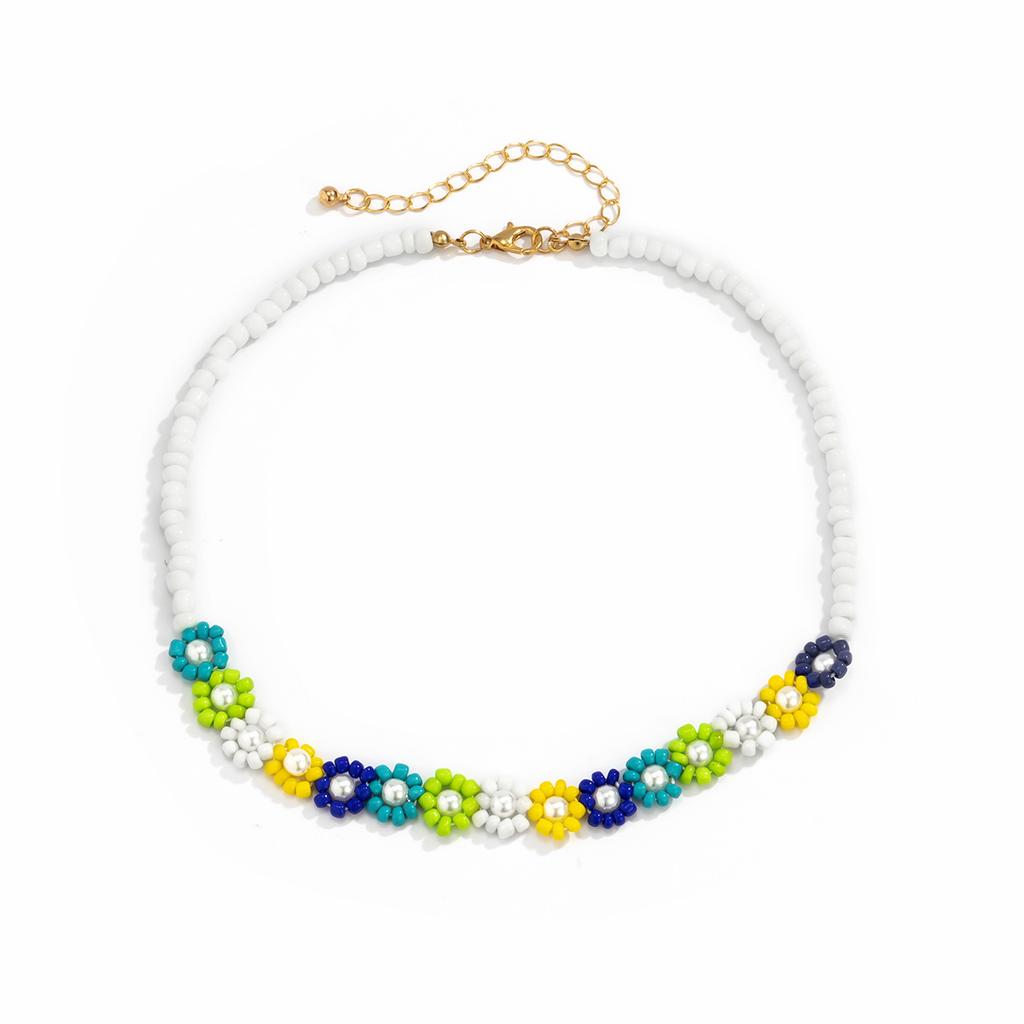 Prosta moda wielokolorowy beżowy koralik list naszyjnik w stylu Retro blokada naszyjnik biżuteria prezent dla kobiet