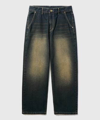 JEMUT Yellow Washed Wide Denim Pants Indigo Solp2503