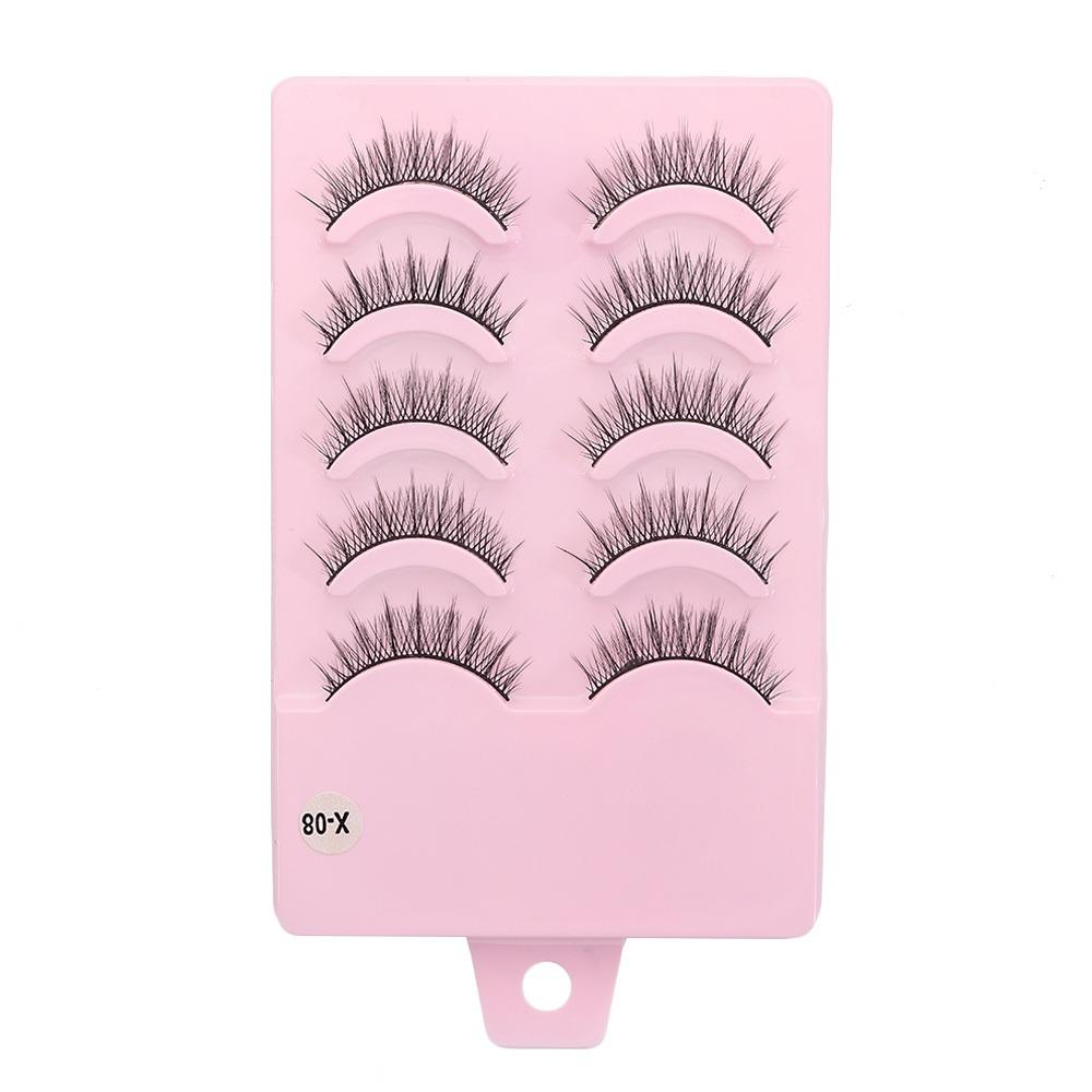5 Pairs Flared Manga Lashes Wispy Faux Mink Lashes Hot Wet Eyelash Eye Makeup