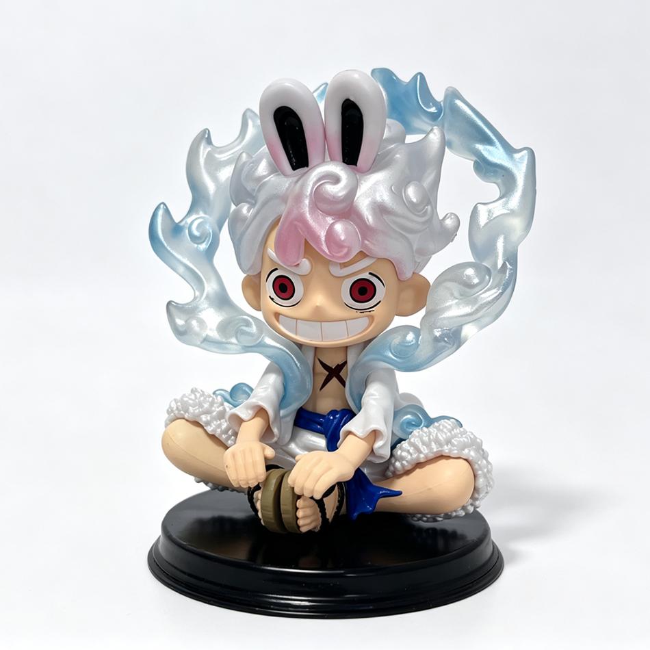 Anime One Piece Figurine Sitting Posture Rabbit Nika Luffy 15Cm Q-Version Peripheral Trendy Toy Pvc Model Ornament Gift In Stock