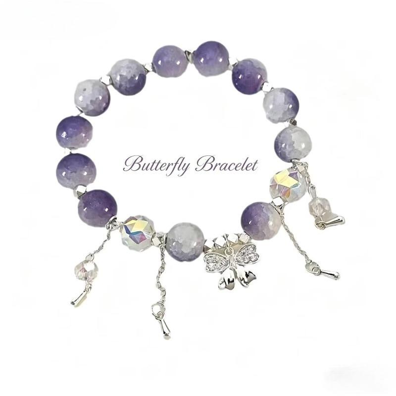 

Butterfly Broken Flower Angel Bracelet Size Double Splicing Explosive Crystal Bracelet Alloy Niche Color Jewelry