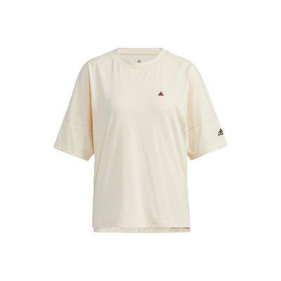 W Mt Badge Ss T Outdoor Sports Solid Color Loose Short Sleeve Drop Shoulder T-Shirt Women Tops Off-White H23097