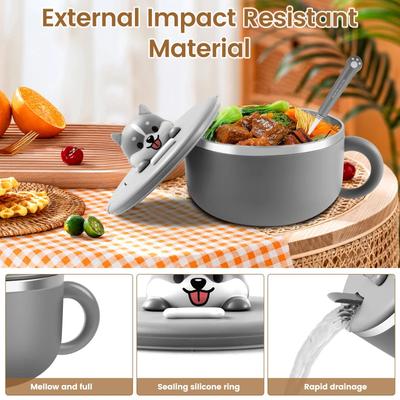 1200ml Roestvrijstalen Ramen Kom met Deksel Ins Stijl Draagbare Noodle Koker Filter Lunchbox voor Kantoor School Keuken