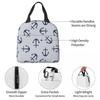 Maritime Pattern Of Blue Anchors On Light Gray Insulated Lunch Bag for Women Children Portable Food Boxes Thermal Lunch Box Tote