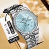 BINBOND Herren Leuchtende Wasserdichte Quarz-Armbanduhr mit Diamant-Intarsien, Edelstahlarmband und Multifunktionskalender