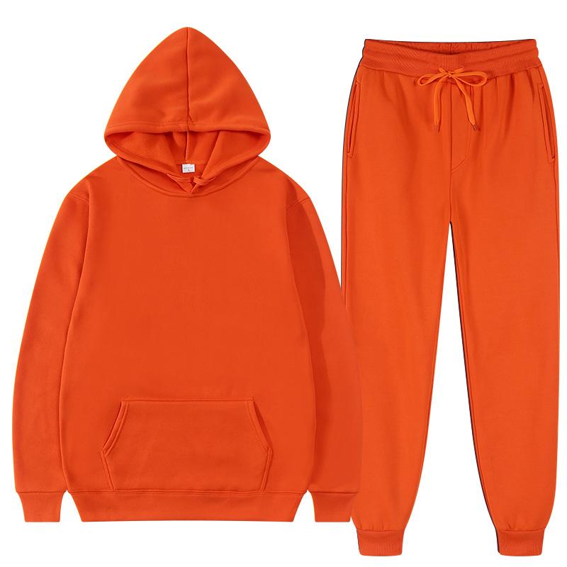 Einfarbig Hoodie Set Tasche Langarm Frauen Hoodie Herbst Casual Jogger Anzug Trainingsanzug Sweatshirt Frau Pullover Chandals Hombre