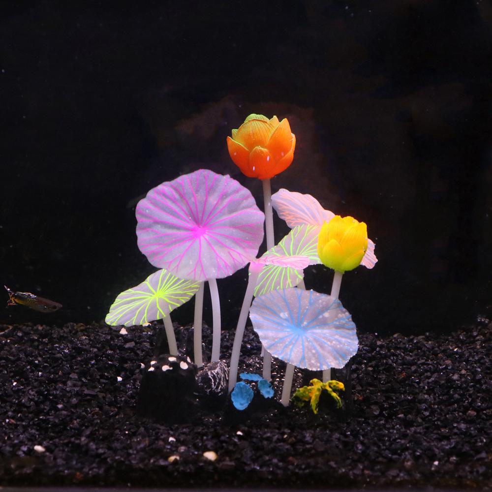 Cross-border E-commerce Aquarium Silicone Coral Anemone Decoration - Three Lotus Design.