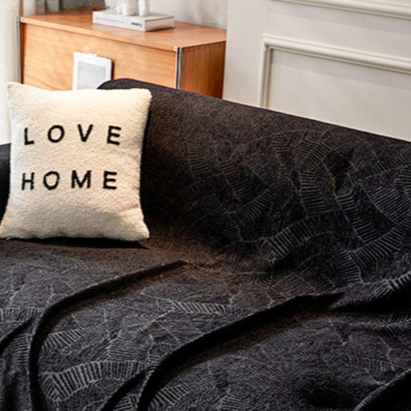 Black Sofa Cover Modern Chenille Thickened Sofa Towel Sofa Cover Sofa Cushion Cloth