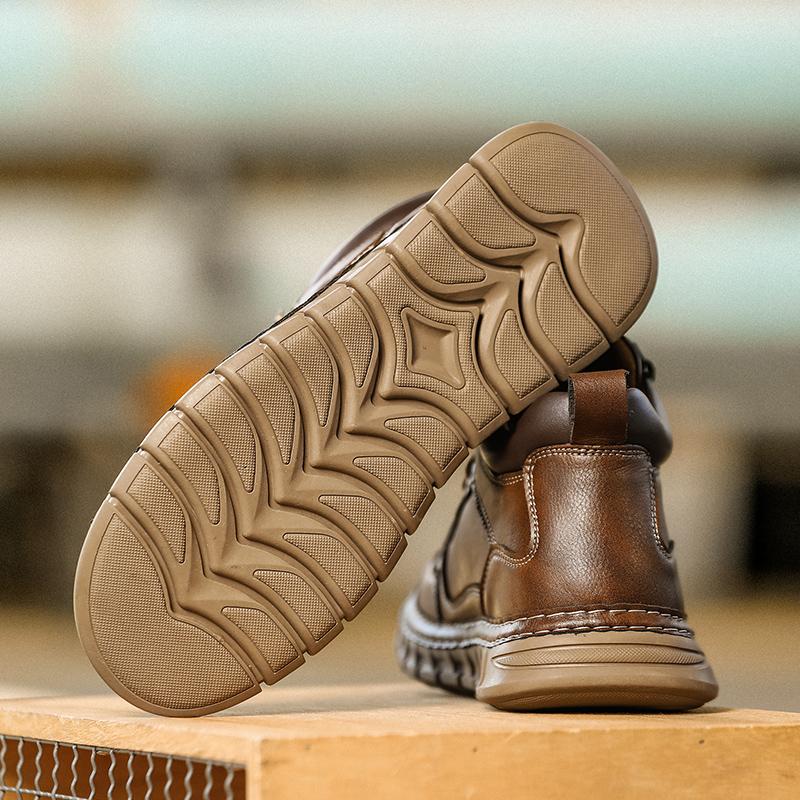 Men's High-top Casual Leather Shoes Handmade Plush Shoes Casual Shoes Autumn and Winter Plus Size 39-47