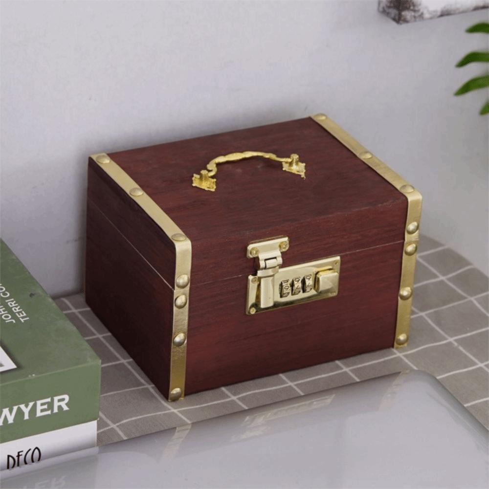 Large Capacity Wooden Money Bank Retro Treasure Storage Box Jewelry Box Piggy Bank Bill Storage