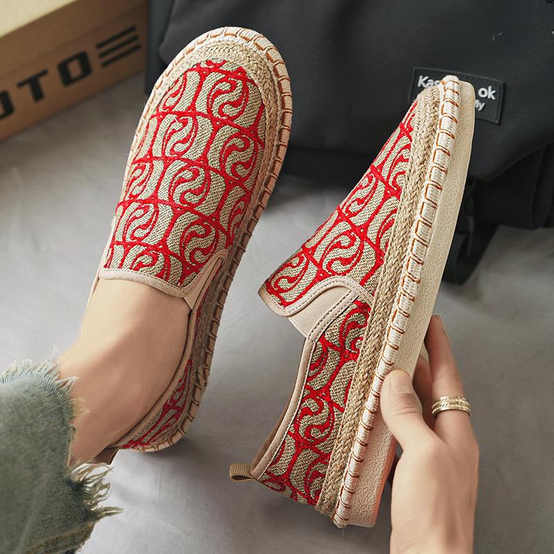 Fashion Print Red Loafers Men Flats Shoes Designer Luxury Men's Slip-On Shoes Comfortable Fisherman Shoes Male Driving Footwear