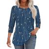 Women's Fashion Casual Vintage Floral Print Round Neck Sevenfold Sleeve T-shirt Top