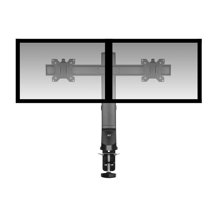 Support écran - ACT - AC8322 - Fixation pour 2 écrans jusqu'à 27'' - Réglable en hauteur - Noir