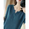 T-shirt V-neck Pullover Loose Half Sleeve Pullover Loose Half Sleeve V Neck T-shirt