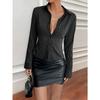 DAFIFY Women's Fashion Casual Spring Autumn Stripe Print Long Sleeve POLO Neck Blouses & Shirts
