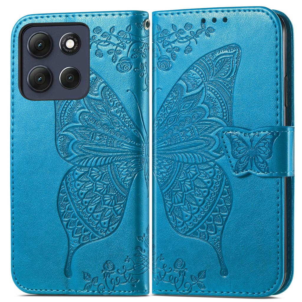 For Motorola Moto G86 Power 5G Case with Strap Butterfly Pattern PU Leather Wallet Phone Cover