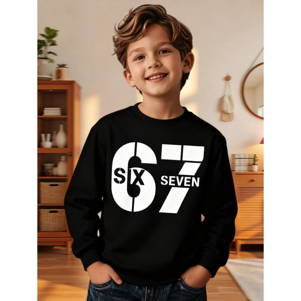 6 7 Meme Kids Sweatshirts Funny Digital Graphic Hoodie Casual Long Sleeve Top Loose Comfortable Streetwear Fashion Boys Clothes