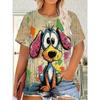 Fashion Women's Crew Neck Short Sleeve 3D Animal Color Printing Animal Short Sleeve Crew Neck T-Shirt