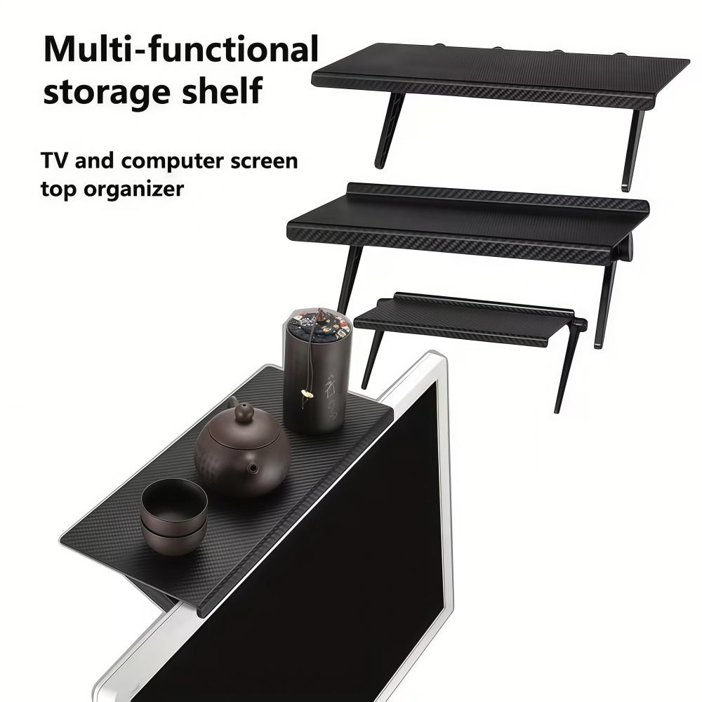 1PC Adjustable TV Screen Top Storage Rack Computer Monitor Desktop Shelf for Wireless Router Set Top Box Media Home Organizer
