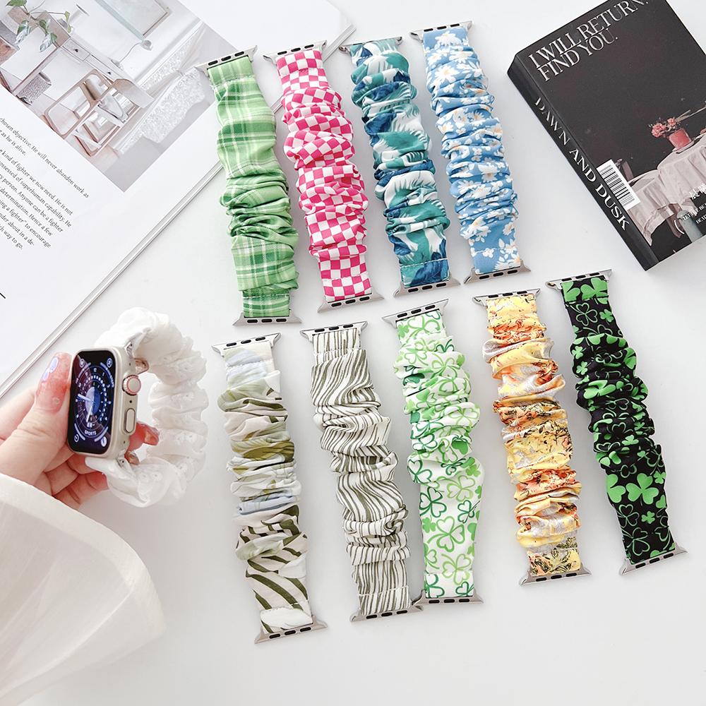 Scrunchie Soft Loop Nylon iWatch Band for Apple Watch Bracelet 38mm 40mm 41mm 42mm 44mm 45mm 46mm 49mm Stretchy Women Elastic