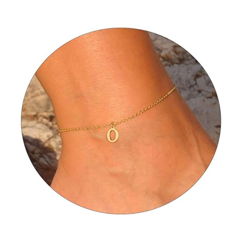 Semplice Collana con Lettera Impermeabile Placcata Oro 14K. Bracciale Compatto con 26 Lettere in Stile Femminile.