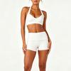 European and American yoga suit running fitness sports underwear Pilates folding shorts yoga suit two-piece set