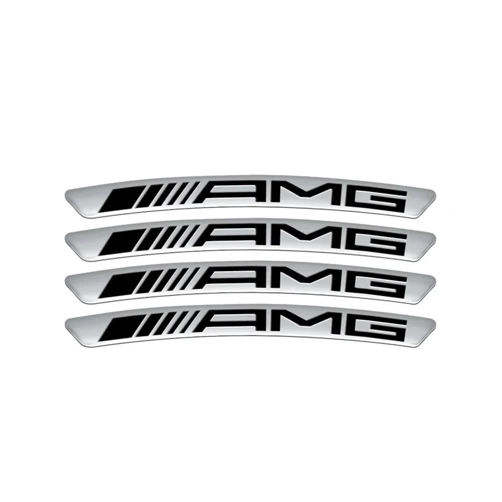 4Pcs Car Styling Aluminum Wheel Rim Sticker Decal For Mercedes Benz W204 W205 W211 Amg W212 W213 W203 Smart 451 Fortwo W176 W124 AL8