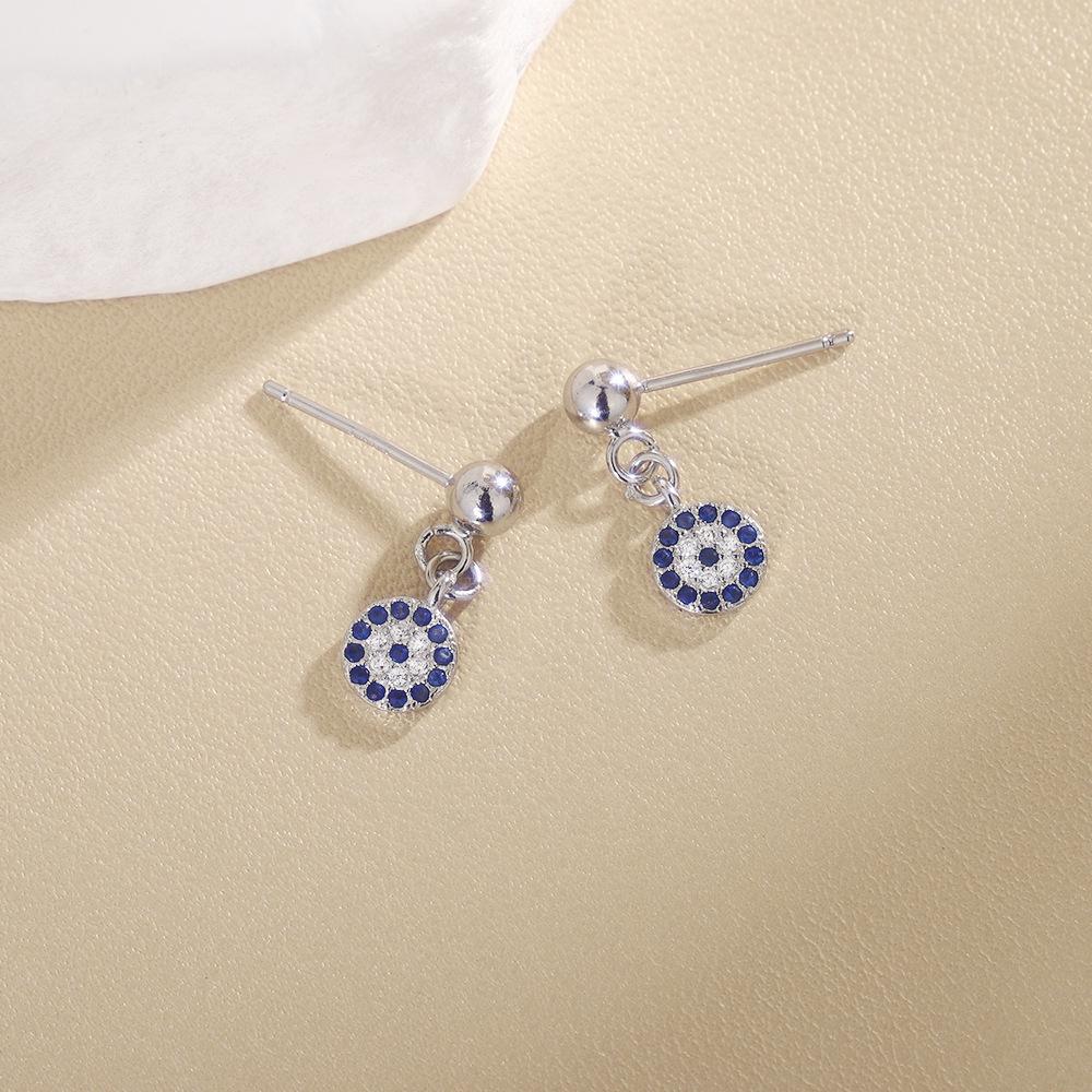 2026 Devil's Eye Geometric Blue Zirconia Ear Cuff Earrings