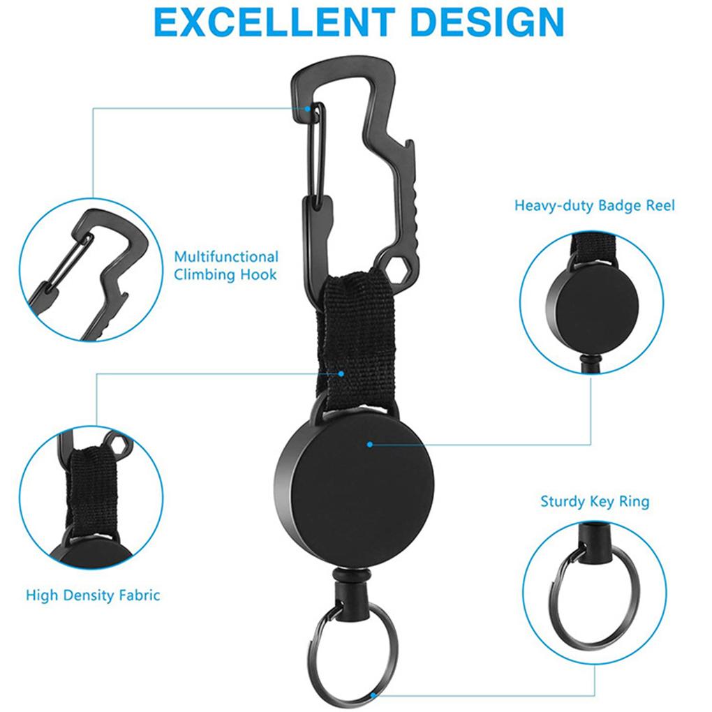 Stationery Holder Name Card Resilience High Retractable Wire Pull Tag Steel Ring Supplies Badge Key Keychain Reel Cord