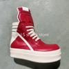 R-o Classic Designer Men Shoe Women Sneaker Red Leather Ankle Boot High Top Casual Shoes Zipper 6cm Thick Sole Boots Sneakers