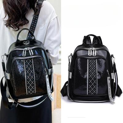Rucsac pentru femei, stil nou, cu nituri și paiete, geantă de umăr cu un singur umăr, geantă crossbody, imitație de lamă, rucsac cu cap de tragere pentru femei