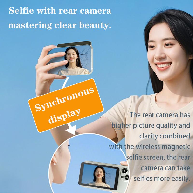 Magnetic Selfie Monitor for iphone Android Wireless Live Selfie Monitor Screen for Phone Rear Camera Selfie Vlog Live Stream