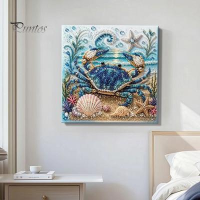Nautical Style Home Ornament Ocean Faux Pearl Painting Kit, Marine Life 3D Art DIY Decorative Bead Picture Set Sea Turtle Fish Craft for Adults,