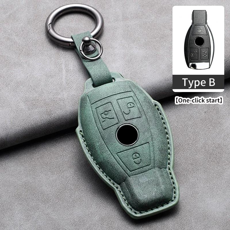 Car Key Cover for Mercedes Benz A C E S G Class GLC CLE CLA W177 W205 W213 W222 X167 AMG Leather Car Key Protective Cover