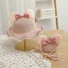 New Arrival Straw Hat And Bag Set For Girls Kids Fashion Summer Bow Lovely Princess Sun Cap Outdoor Cartoon Beach Waved Hats