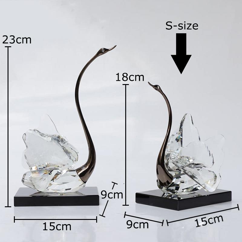 Transparent Crystal Swan Ornaments Creative Artwork Desk Decoration Gold-plated Swan Sculpture Modern Home Decor Accessories
