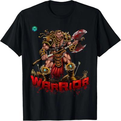 Vintage Horror Lustiges Muskelbepackter Krieger mit Doppelaxt T-Shirt