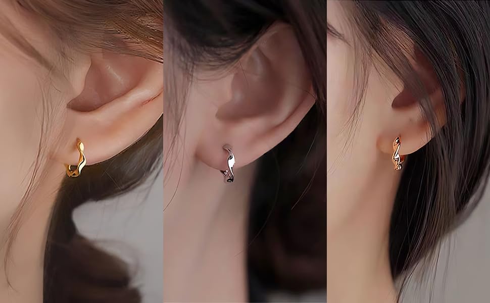 Earrings for Hoop Pink Always Gift Box Included [Hothrty] Women, Earrings, Twist, Foldable, Catchless, Openable, Zirconia, Silver, Gold, Gold, Small,