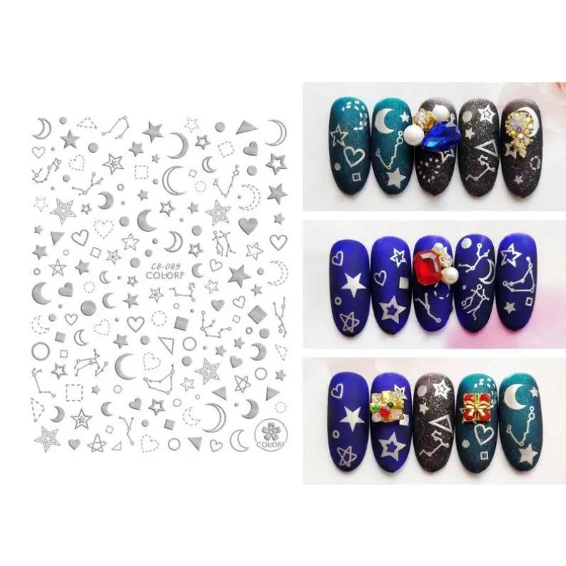 

1 шт. Водная наклейка для ногтей Анималистический мультяшный перо пейзаж животное украшение серебряный