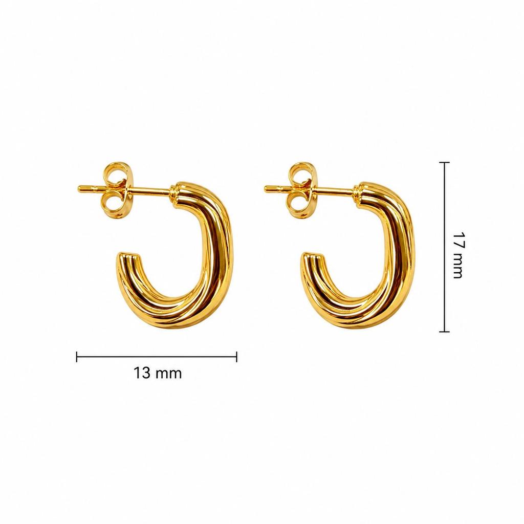 Elegant Stainless Steel Gold Oval U-Shaped Earrings