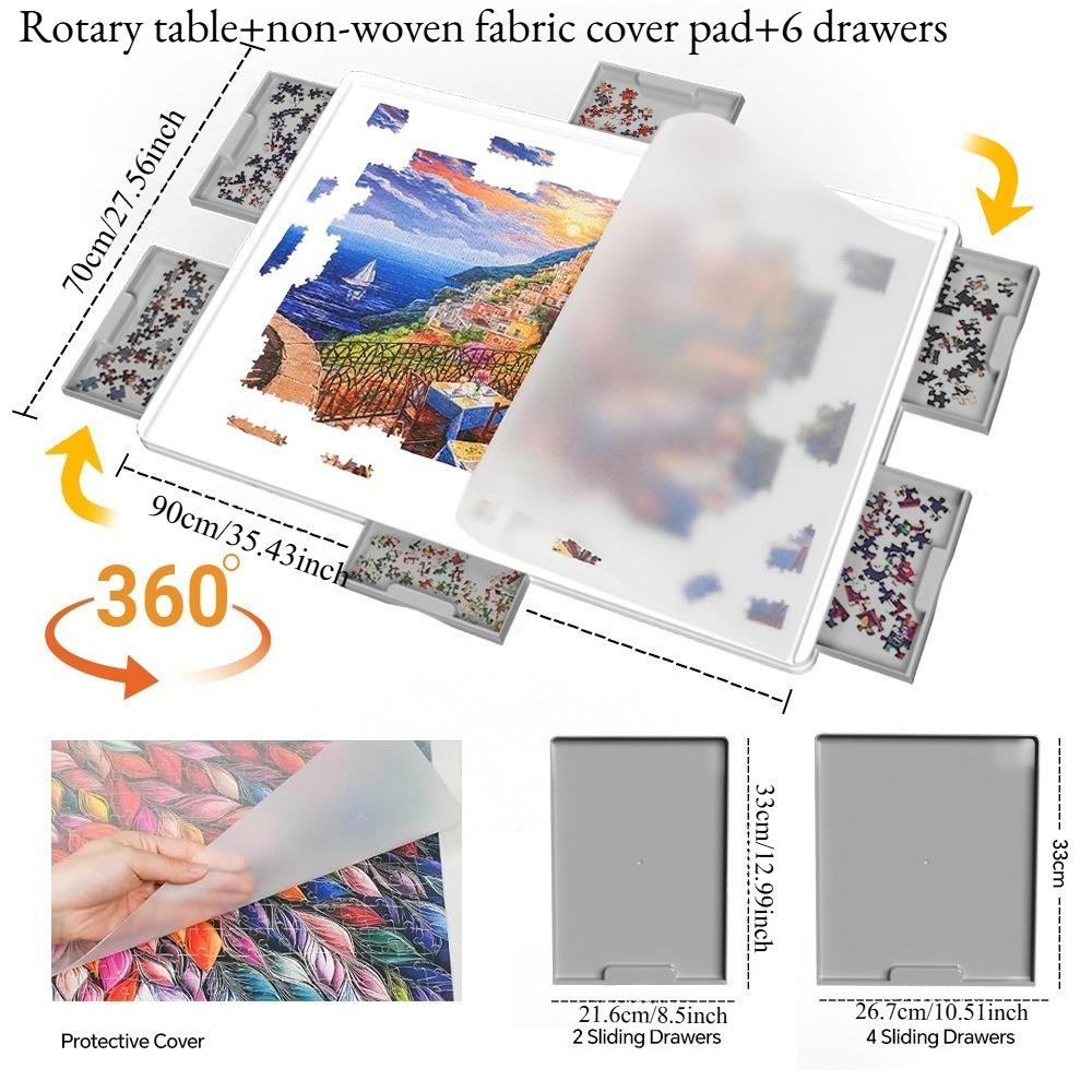 

1500 шт. Вращающаяся доска-пазл - 35x27 Большая Портативная, Гладкое Хранилище с Ящиком, Легко Чистится Прочная для Взрослых/Рождества