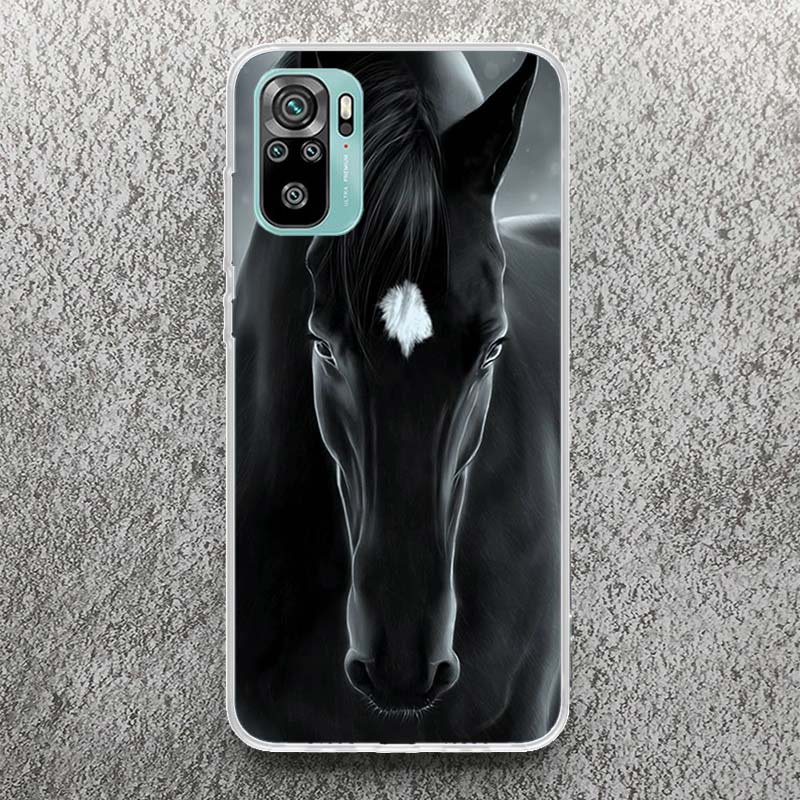 Animal Black Horse Print Soft Case for Xiaomi Redmi Note 14 13 14S 12S 11S Phone Shell 10 Pro Plus 11E 11T 12 11 10S 9 Cover Red