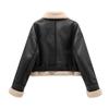 Women's Length Down Padded Leather Jacket Long Quilted Jacket With Removable Fur-Collar