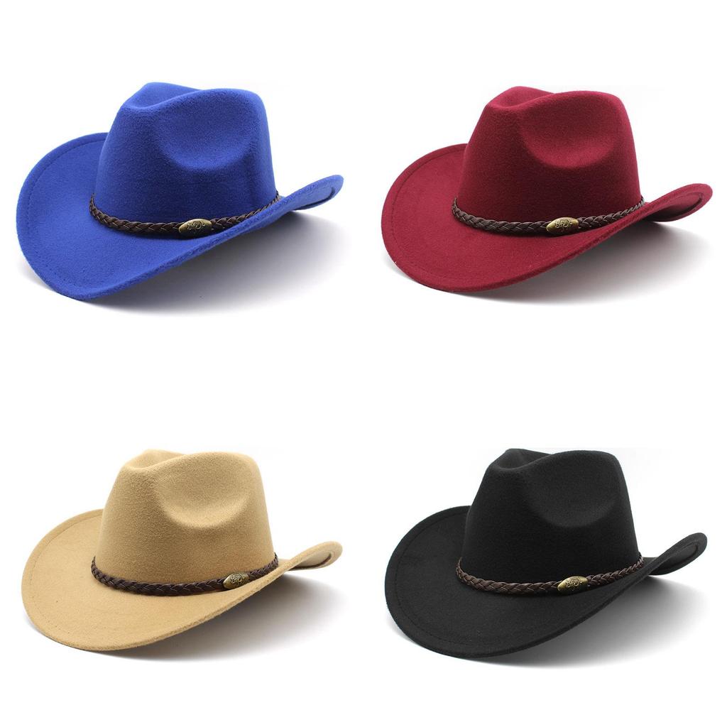 Western Cowboy Hat For Men With Wool Blend For Outdoor Riding And Sun Protection