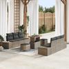 9-piece Garden Sofa Set with Grey Poly Rattan Acacia Cushions, 2-seater Garden Sofa with Cushions 3362743