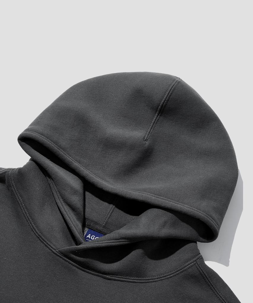 [Fleece-Lined] Essential Overfit Peach Sweat Hoodie [Charcoal]