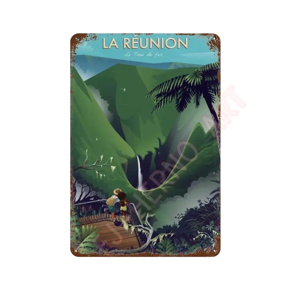 Nordic Travel Poster Aesthetic Vacation Illustration Metal Tin Sign Plaque Wall Mural Plates Home Decoration Kawaii Room Decor