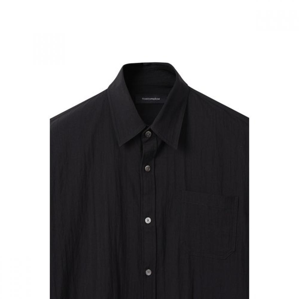 Customellow Black Oversize Half Shirt Cwsam25311bkx