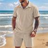 American Style Men's Linen Summer Two-Piece Suit: Loose, Casual, Breathable Polo & Shorts